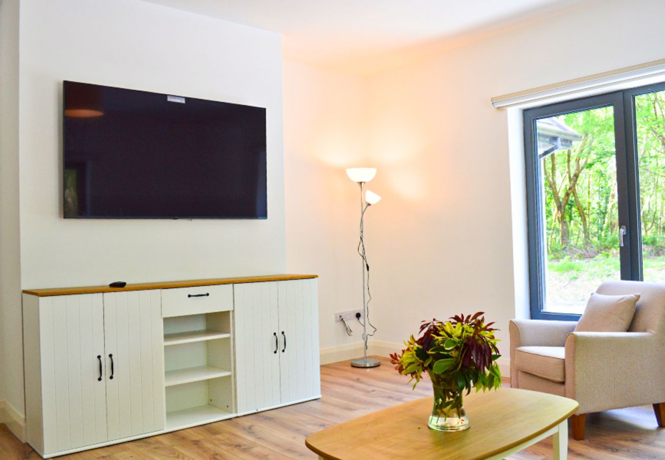 Lough Conn Haven Holiday Home. Large cable TV. Modern furniture bright living room. 